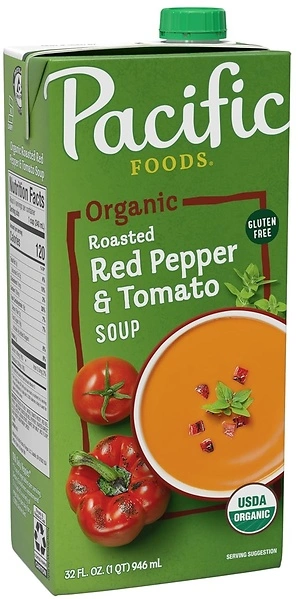 Pacific Foods Organic Roasted Red Pepper and Tomato Soup, 32 fl oz Carton