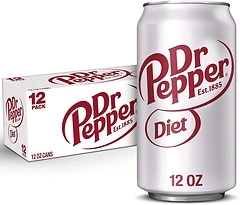 Diet Dr Pepper Soda, 12 fl oz cans, 12 pack
