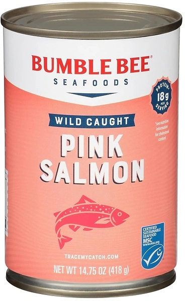 Bumble Bee Canned Pink Salmon, 14.75 oz - Premium Wild Caught, 18g Protein
