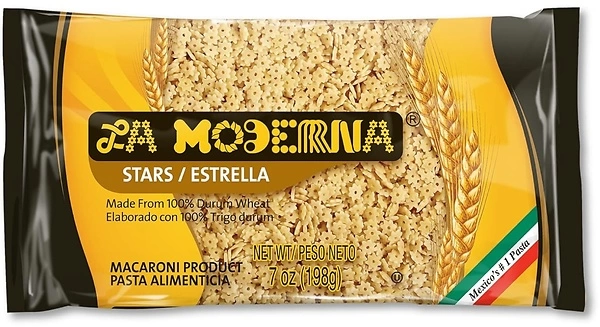 La Moderna Stars Pasta, Noodles, Durum Wheat, Protein, Fiber, Vitamins, 7 Oz