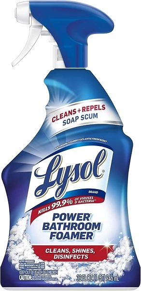 Lysol Power Foaming Cleaning Spray for Bathrooms, 32 oz Foam Cleaner