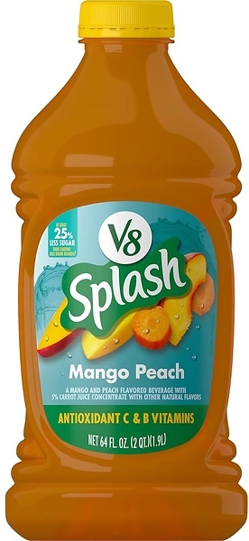 V8 Splash Mango Peach Flavored Juice Beverage, 64 fl oz Bottle