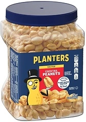 PLANTERS Salted Cocktail Peanuts, Party Snack, Plant-Based Protein, After School Snack, Roasted in Peanut Oil, Salted Nuts, Snack for Adults, Flavored...