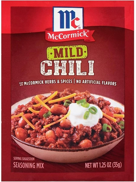 McCormick Chili Seasoning Mix Packet, Mild, 1.25 oz