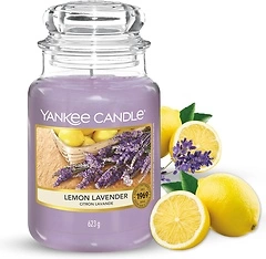 Yankee Candle Lemon Lavender Scented Large Jar Candle, Single Wick, Over 110 Hours Burn Time