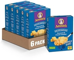 Annie's Macaroni and Classic Cheddar, Organic Pasta and Real Cheese, 6 Pack