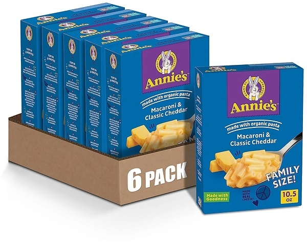 Annie's Macaroni and Classic Cheddar, Organic Pasta and Real Cheese, 6 Pack