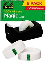 Scotch Magic Tape, 6 Rolls with Dispenser, Invisible, 3/4 x 1000 Inches