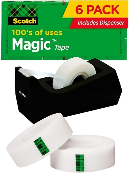 Scotch Magic Tape, 6 Rolls with Dispenser, Invisible, 3/4 x 1000 Inches