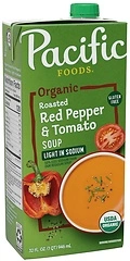 Pacific Foods Organic Light in Sodium Roasted Red Pepper and Tomato Soup, 32 oz