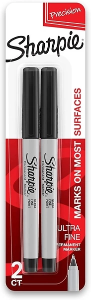 SHARPIE 37161PP Permanent Markers, Ultra Fine Point, Black, 2 Count