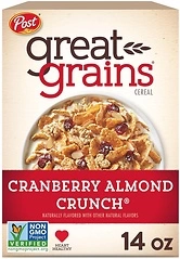 POST Great Grains Cranberry Almond Crunch Cereal, 14 Ounces