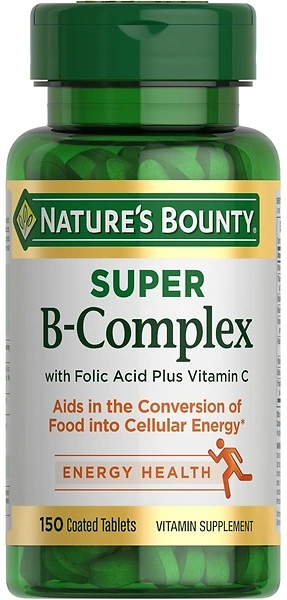 Nature's Bounty Super B Complex Vitamins with Vitamin C & Folic Acid, 150 Tablets