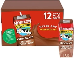 Horizon Organic Shelf Stable Lowfat Chocolate Milk, 8 fl oz, 12 Count