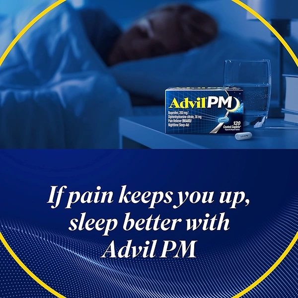 Advil PM Pain Reliever and Nighttime Sleep Aid, 50x2 Coated Caplets