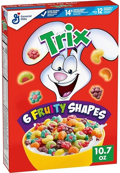 Trix Breakfast Cereal, 6 Fruity Shapes, Made with Whole Grain, 10.7 oz
