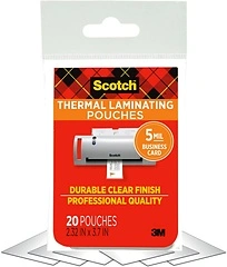 Scotch Thermal Laminating Pouches, Clear, Business Card Size, 20 Pouches