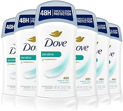 Dove Invisible Solid Antiperspirant Deodorant Stick for Women, 6 Count, 2.6 oz
