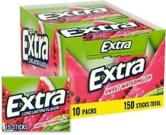 EXTRA Sweet Watermelon Sugarfree Gum, 15 Count, Pack of 10
