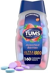 TUMS Ultra Strength Chewable Antacid Tablets, Assorted Berries, 160 Count