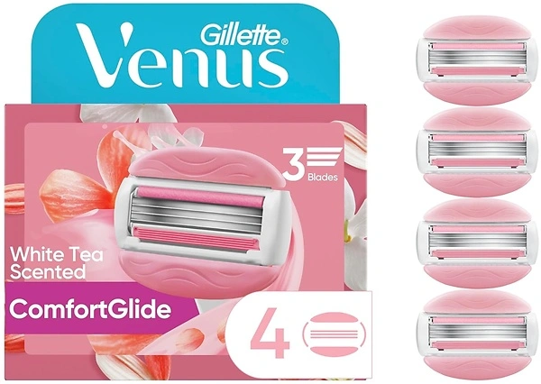 Gillette Venus ComfortGlide White Tea Women's Razor Refills, 4 Cartridges