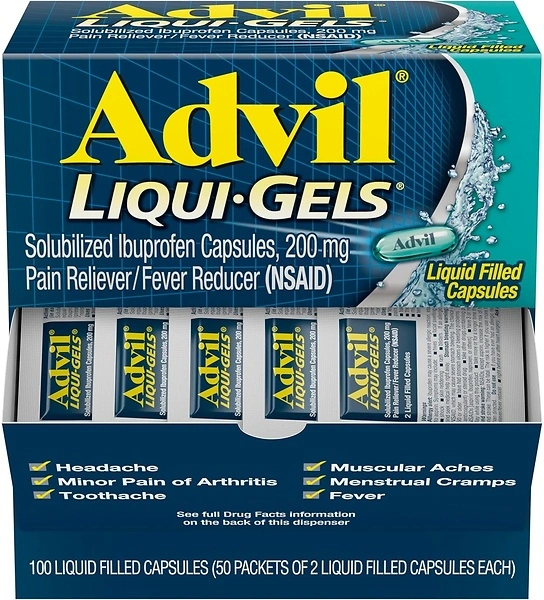 Advil Liqui-Gels Pain Reliever with Ibuprofen 200mg, 50x2 Liquid Capsules