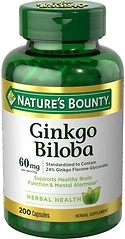 Nature's Bounty Ginkgo Biloba, Supports Healthy Brain Function, 60 Mg, 200 Capsules