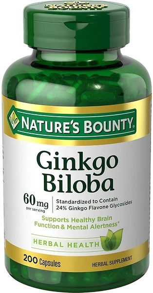 Nature's Bounty Ginkgo Biloba, Supports Healthy Brain Function, 60 Mg, 200 Capsules