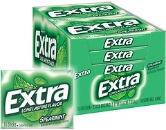 EXTRA Spearmint Sugarfree Chewing Gum, 15 Pieces (Pack of 10)