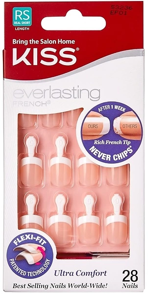 Kiss Everlasting French Nail Manicure, Real Short, "Endless" Nail Kit, 28 Fake Nails