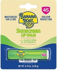Banana Boat Lip Balm SPF 45 with Aloe & Vitamin E, Moisturizing, Travel Size, 0.15oz