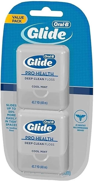 Oral-B Glide Pro-Health Deep Clean Dental Floss, Cool Mint, 40 m, Pack of 2