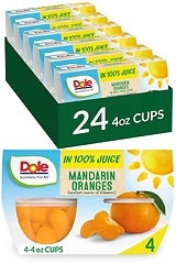 Dole Fruit Bowls Mandarin Oranges in 100% Juice, 4oz, 24 Total Cups