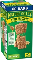 Nature Valley Crunchy Oats 'n Honey Granola Bars, 60 Bars, 44.7 OZ (30 Pouches)