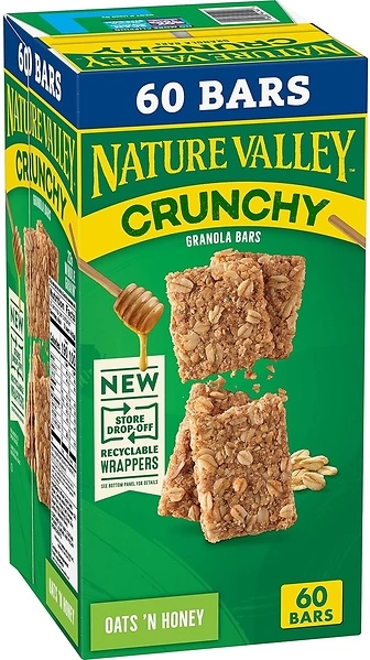 Nature Valley Crunchy Oats 'n Honey Granola Bars, 60 Bars, 44.7 OZ (30 Pouches)