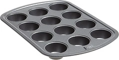 GoodCook Everyday Nonstick Steel Mini Muffin Pan, 12 cup, Gray