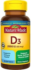 Nature Made Vitamin D3 2000 IU (50 mcg), 90 Softgels, Bone & Immune Support