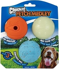 Chuckit! Fetch Medley Dog Ball Toys, Medium (2.5 Inch), Pack of 3
