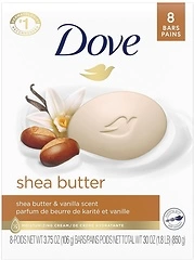 Dove Beauty Bar Gentle Skin Cleanser Shea Butter 8 Bars Moisturizing for Gentle Soft Skin Care More Moisturizing Than Bar Soap 3.75 oz