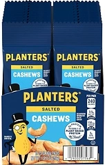 PLANTERS Cashews Salted, Plant-Based Protein, Individually Packed Snacks, Quick Snack for Adults, After School Snack, Roasted Cashew, Flavored with Se...