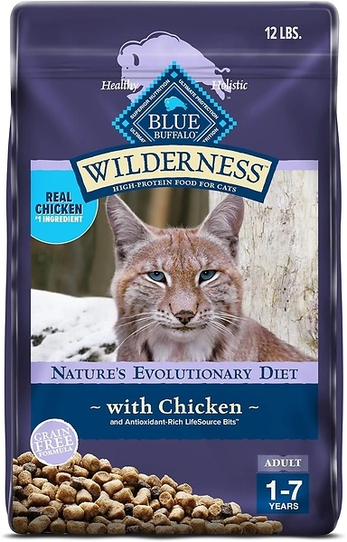 Blue Buffalo Wilderness Natural Adult Dry Cat Food, High-Protein, Chicken, 12 lb.