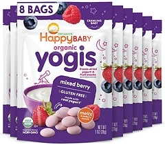 Happy Tot Organics Yogis Freeze-Dried Yogurt & Fruit Snacks, Mixed Berry, 8 Count
