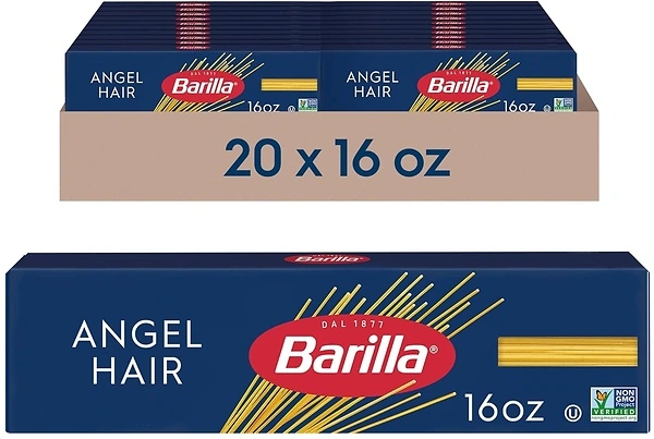 Barilla Angel Hair Pasta, 16 oz. Box, Pack of 20 - Non-GMO, Kosher Certified