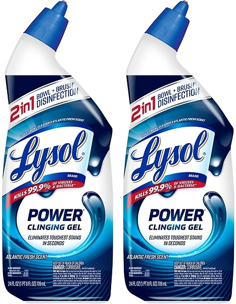Lysol Power Toilet Bowl Cleaner Gel, Stain Removal, 24 Fl oz (2-pack)