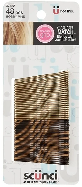 Scunci by Conair No-Slip Grip Bobby Pins for Brown Hair, 48 Count