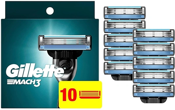 Gillette Mach3 Razor Refills for Men, 10 Razor Blade Refills