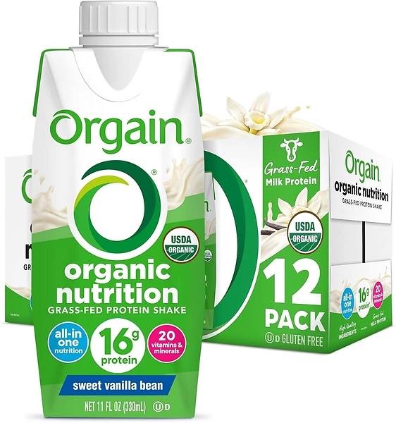 Orgain Organic Protein Shake, Vanilla, 16g Protein, 11 Fl Oz, 12 Pack