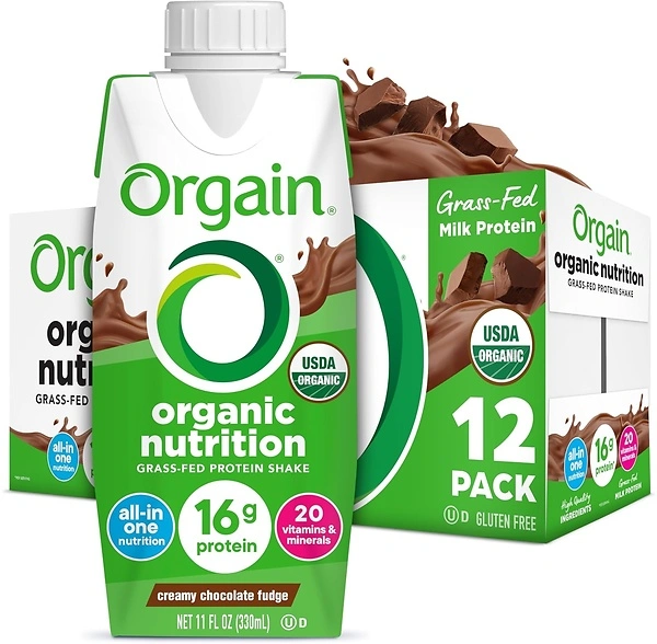 Orgain Organic Nutritional Protein Shake, Creamy Chocolate Fudge, 11 Fl Oz (12 Pack)