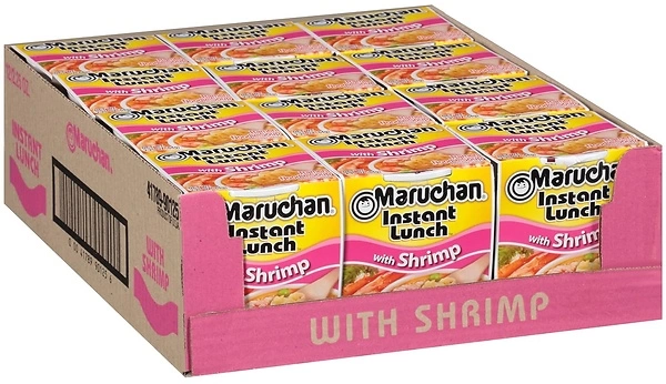 Maruchan Instant Lunch Shrimp, Ramen Noodle Soup, 2.25 Oz, 12 Count