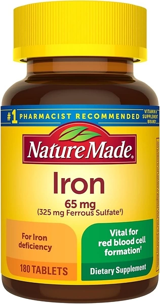 Nature Made Iron 65 mg Tablets, Dietary Supplement, 180 Day Supply